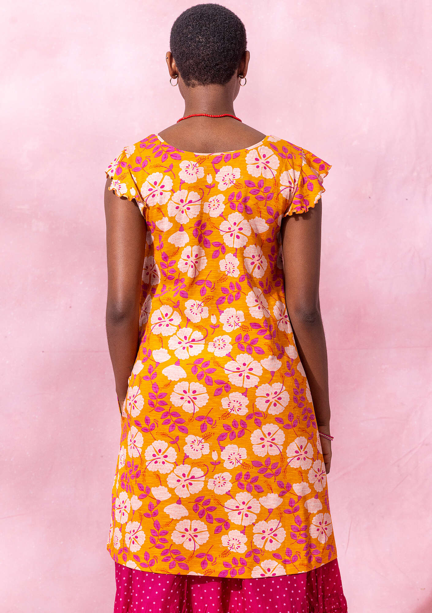 “Roselle” jersey dress in organic cotton marigold thumbnail