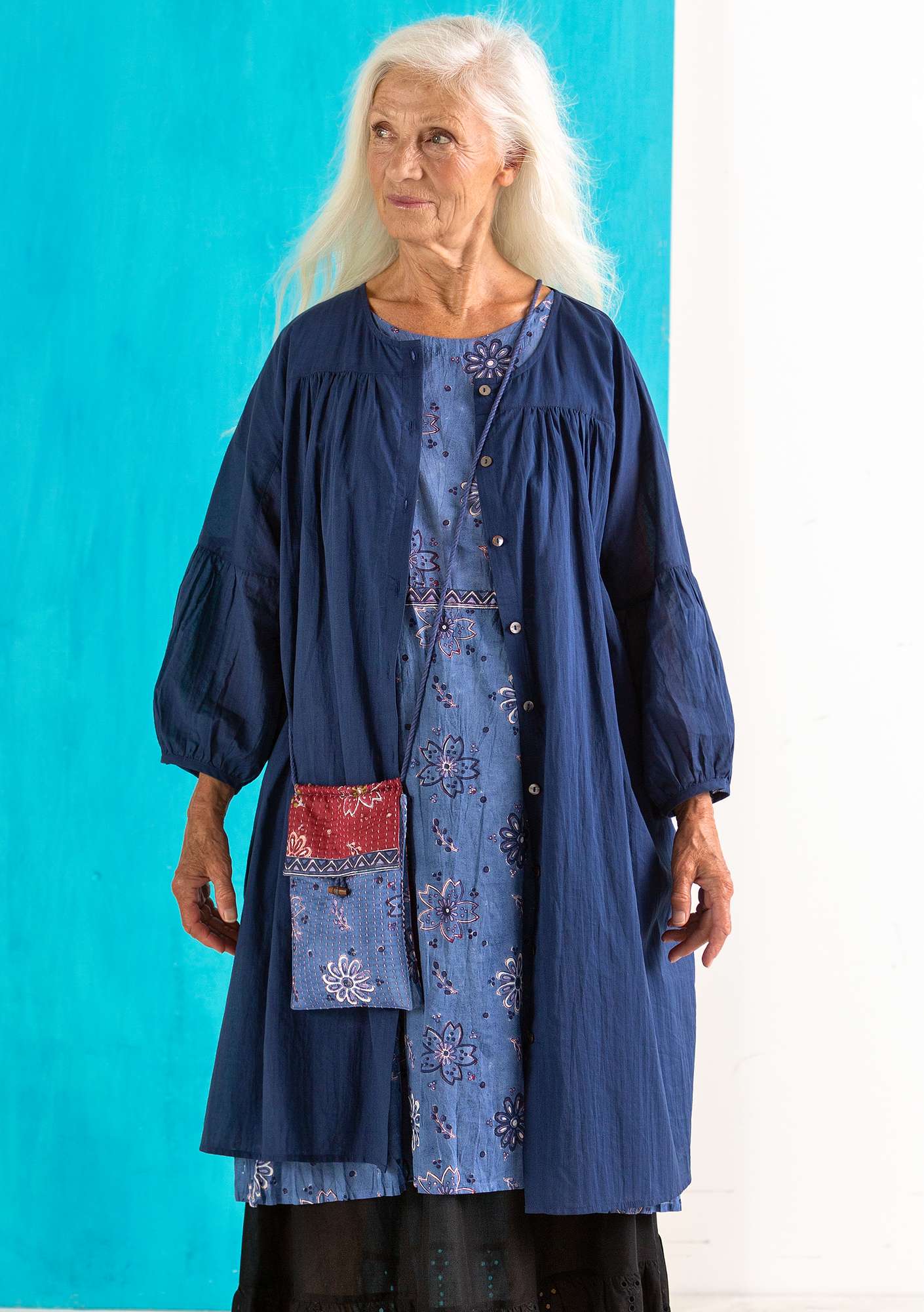 “Billie” organic/recycled cotton dress midnight blue thumbnail
