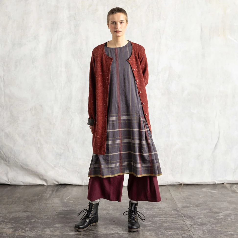 Woven “Kate” dress in organic cotton - ash grey