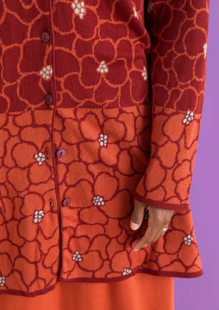 Langstrickjacke „Theia“ aus Bio-/Recycling-Baumwolle - krapprot