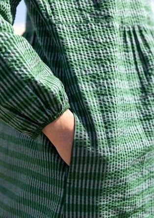 “Wavy” woven dress in organic cotton - teal