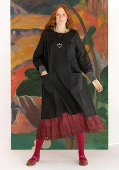 “Benedita” woven organic cotton dress - black