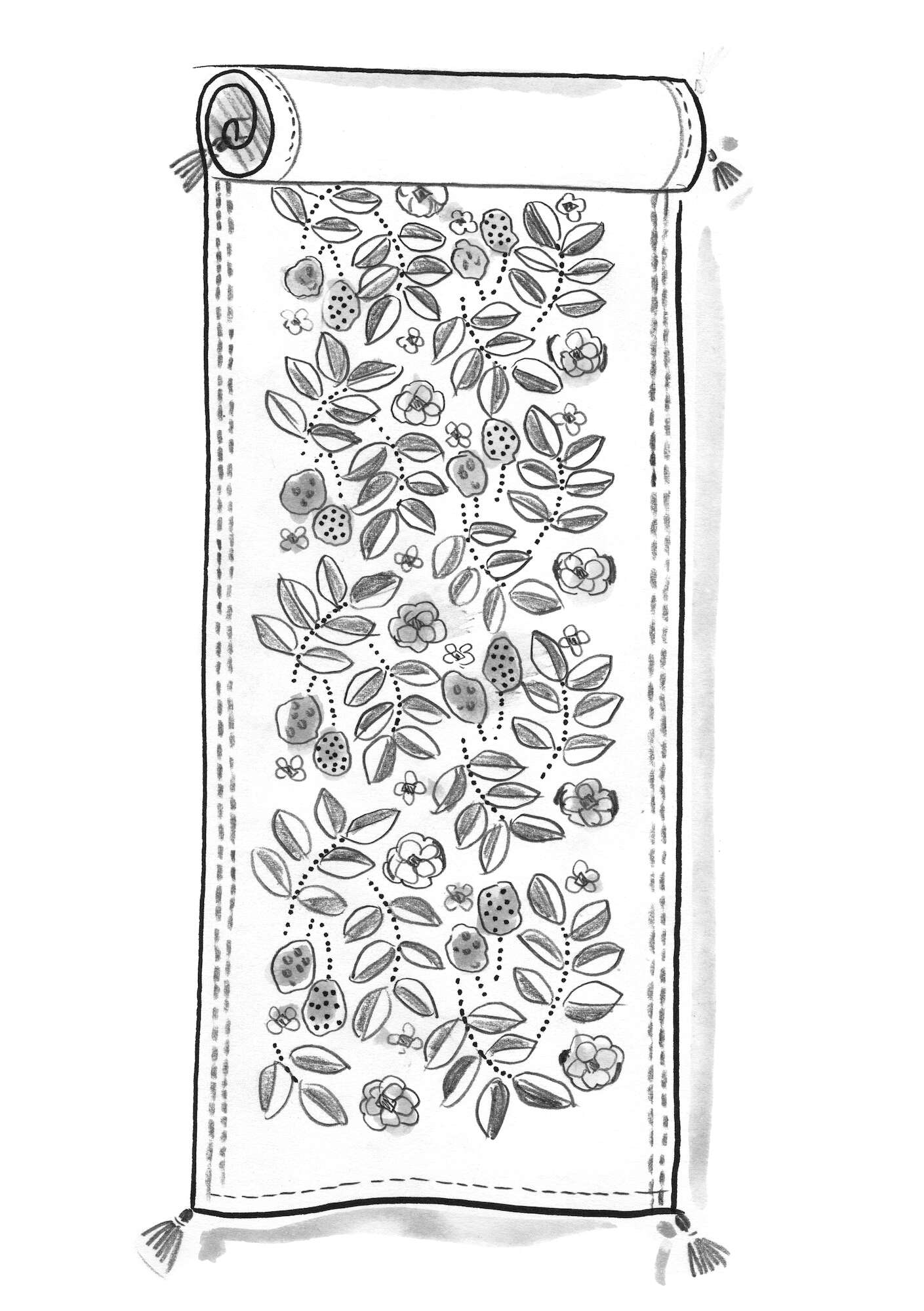  Chemin de table  Tulsi  en coton biologique imprimé au tampon