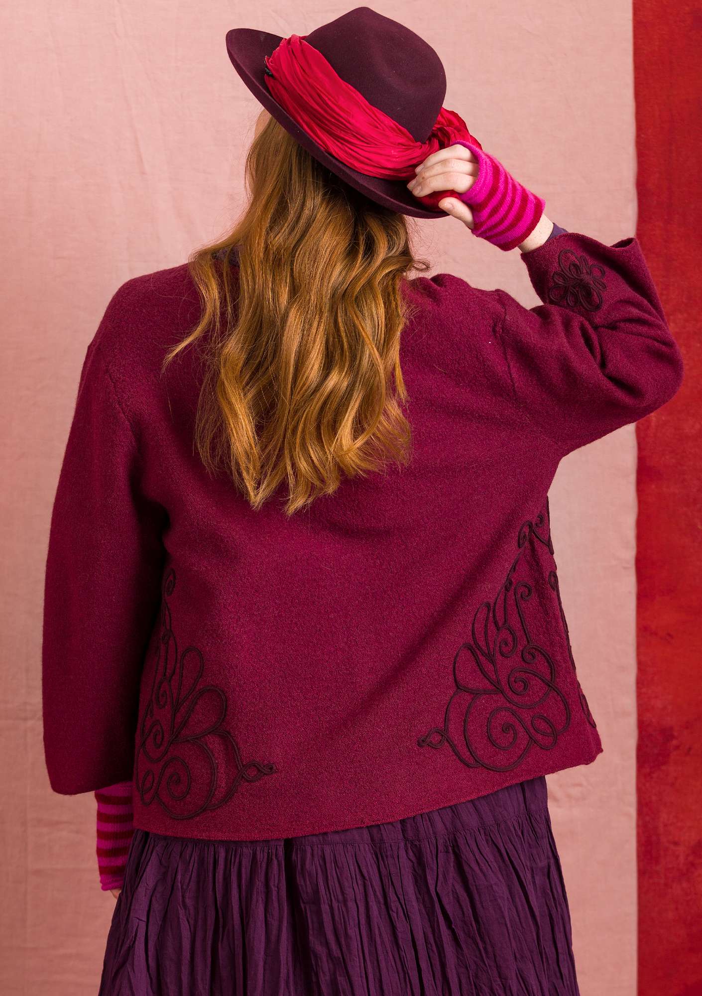 Felted wool “Ada” cardigan burgundy