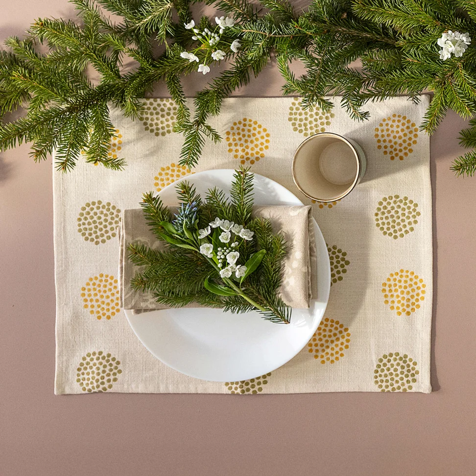 Set de table "Taiga" en coton biologique - ocre clair