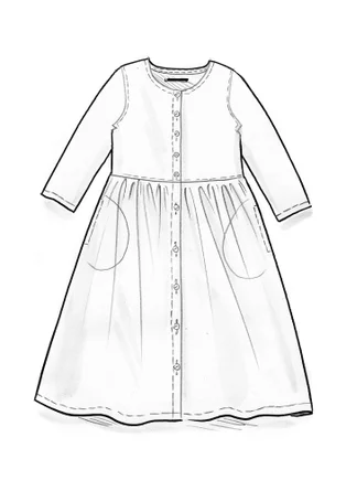 “Sofia” woven dress in organic cotton - flax blue/check