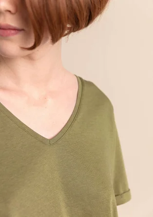 Jerseybluse "Juliet" i økologisk bomuld/modal - tuja
