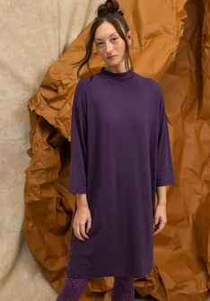 “Hillevi” floral/solid-colour lyocell/elastane jersey dress - storm purple