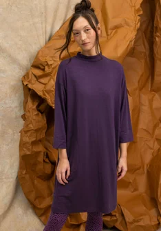 “Hillevi” floral/solid-colour lyocell/elastane jersey dress - storm purple