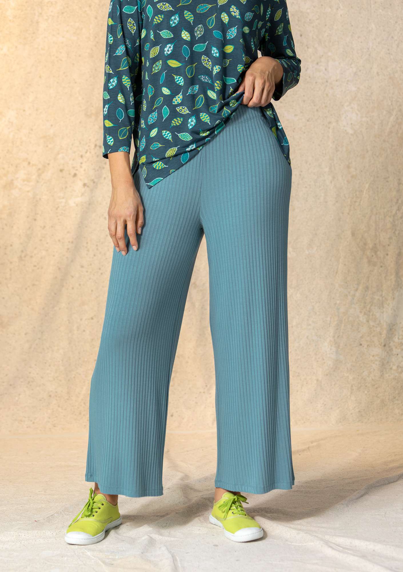 Jersey pants in bamboo viscose/spandex gray blue thumbnail