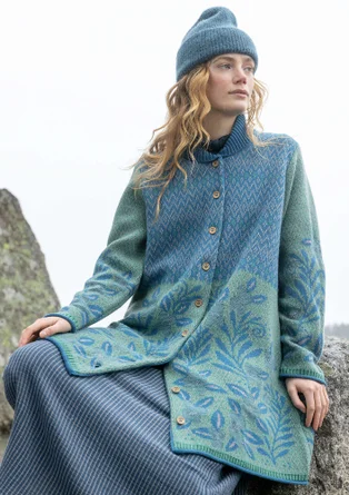 Langstrickjacke „Nova Scotia“ aus Lammwolle - indigofera/gemustert