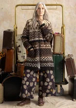 Gemusterte Strickjacke „Luleälven“ aus Lammwolle/Recycling-Wollgemisch - röstkaffee