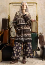 Gemusterte Strickjacke „Luleälven“ aus Lammwolle/Recycling-Wollgemisch - röstkaffee