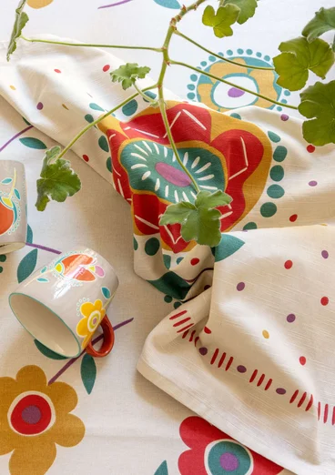 “Tulipanaros” kitchen towel in organic cotton - brick