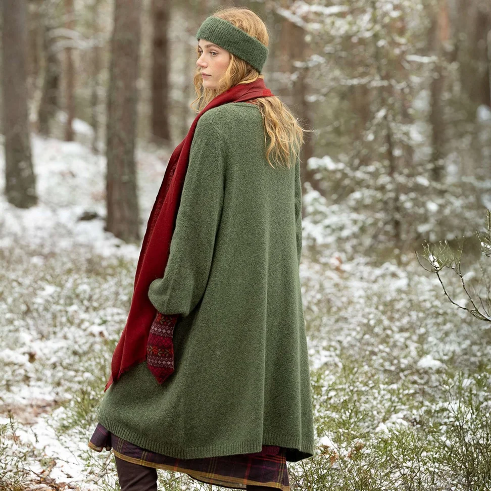 Långkofta "Canada" i alpackamix - pinje/melange