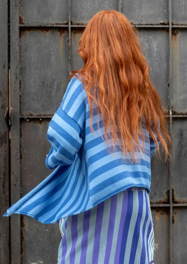 “Fernanda” wrap cardigan in organic cotton - sea blue