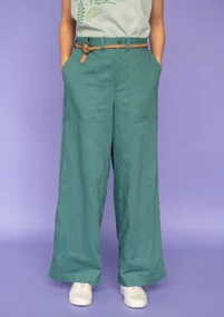 “Garden” woven organic cotton/linen trousers - artemisia