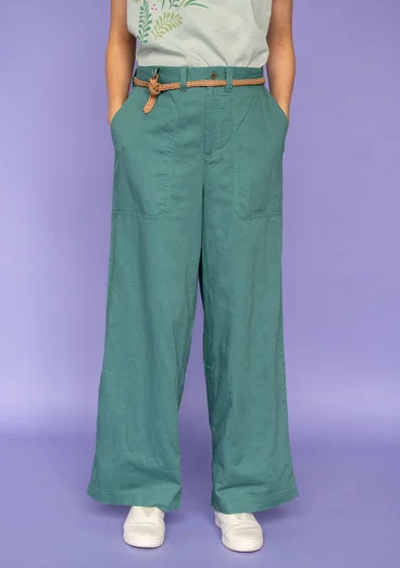 “Garden” woven organic cotton/linen trousers - artemisia