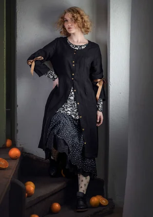 Robe en lin tissé - noir