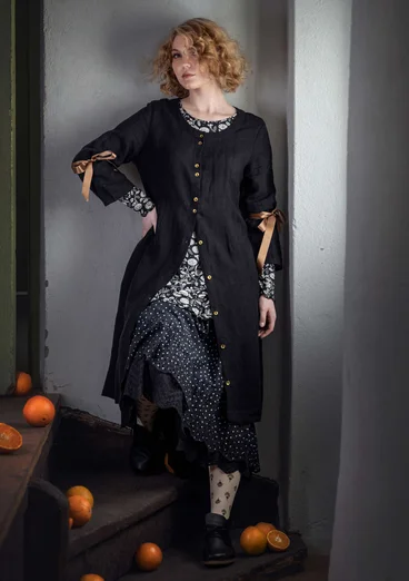 Robe en lin tissé - noir
