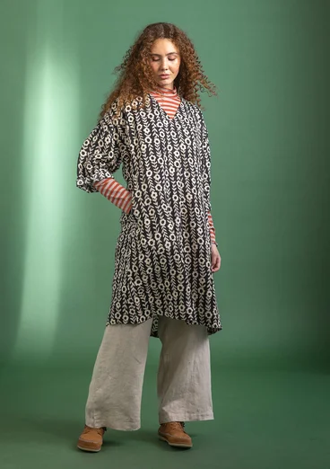 Robe "Jasmine" en lin tissé - noir/motif