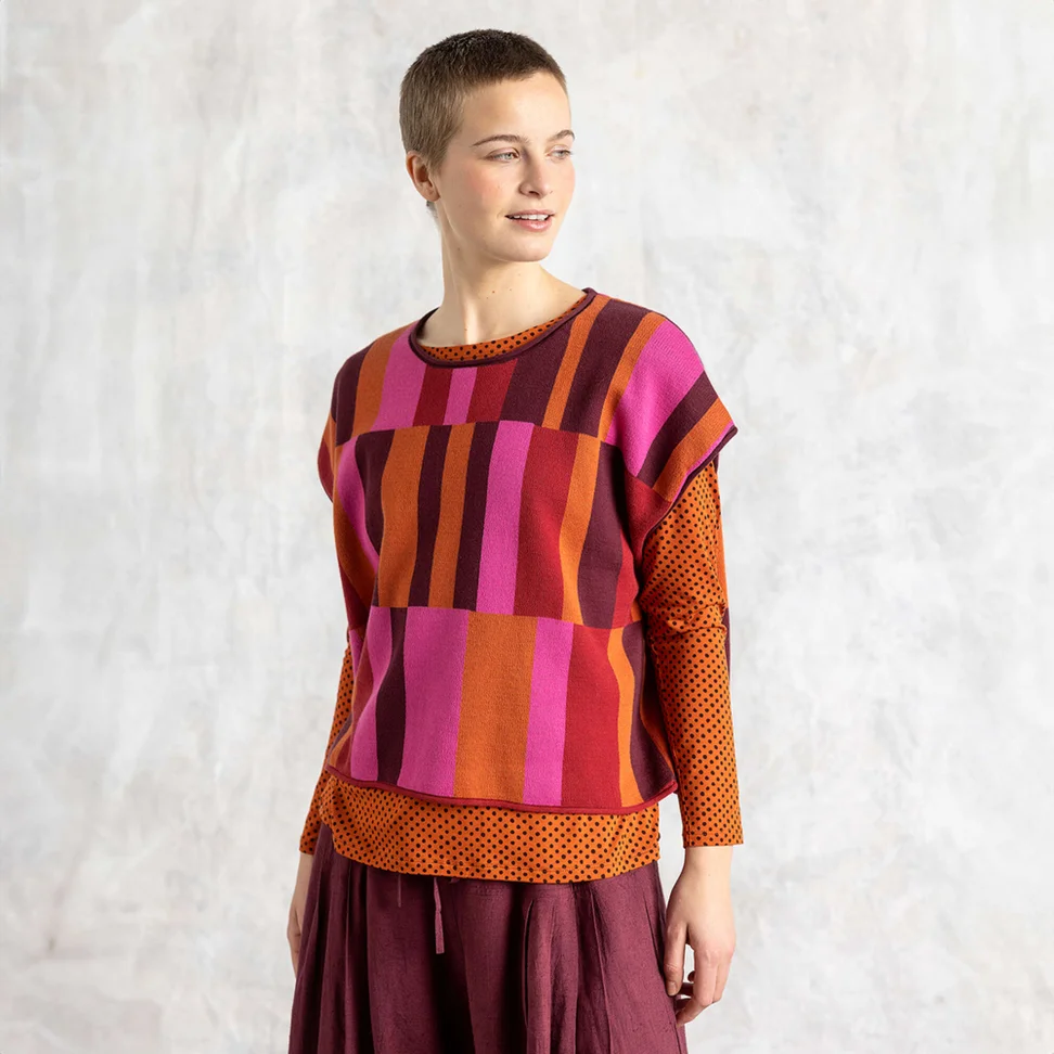 Strickpullunder „Rut“ aus Bio-/Recycling-Baumwolle - preiselbeere-karos