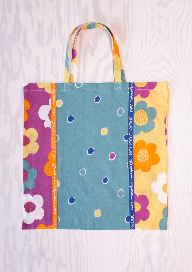 Organic cotton fabric tote bag L patterned