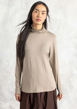 Jersey-Rollkragenshirt aus Lyocell/Elasthan - warmgrau