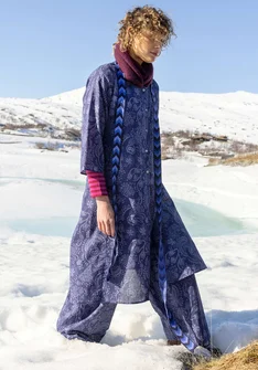 “Denali” woven organic cotton dress - midnight blue