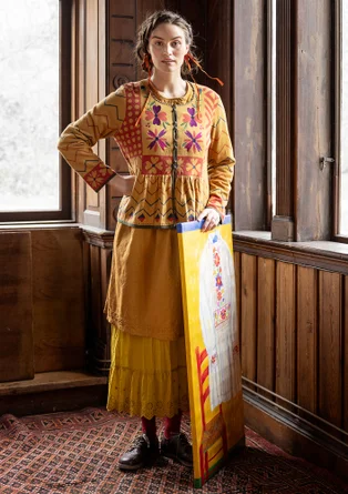 “Maria” cardigan in organic/recycled cotton - ochre