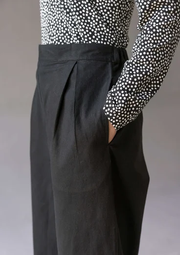 Cotton/linen harem trousers - black