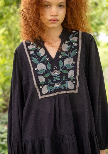 “Hilda” woven organic cotton tunic - black