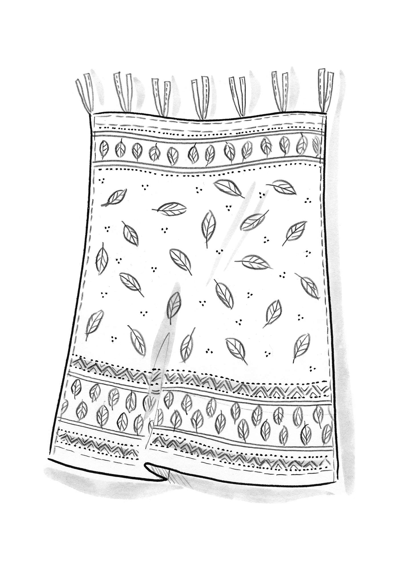 Rideau  Vayu  en organdi de coton imprimé au tampon blanc