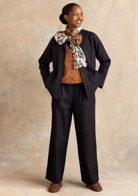 “Esme” woven organic cotton/linen jacket - black