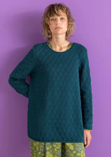“Celia” recycled cotton favourite sweater - dark jade