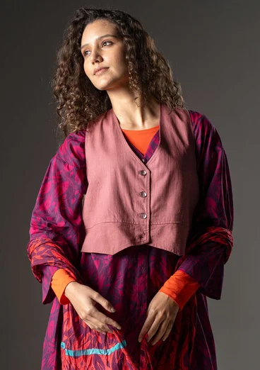 Woven organic cotton waistcoat - dusty red