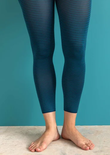 Striped leggings in recycled polyamide - Pacific blue/teal