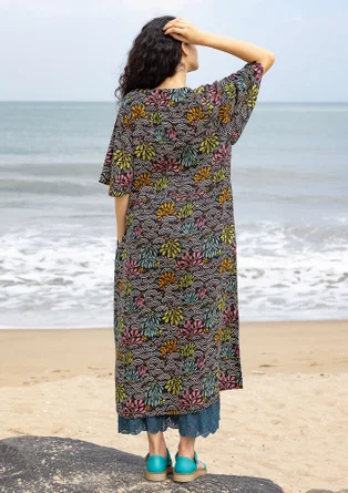 “Pearl” woven viscose/linen dress - black