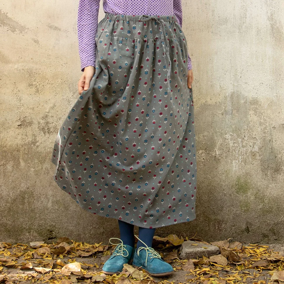 Jupe "Tristan" en coton biologique tissé - graphite