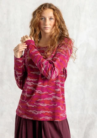 “Mona” organic cotton/elastane jersey top - red cabbage