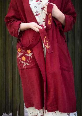 Kimono "Tuvstarr" en lin tissé - rouge agate
