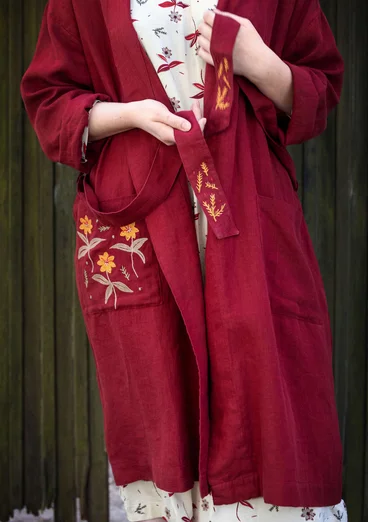 Kimono "Tuvstarr" en lin tissé - rouge agate