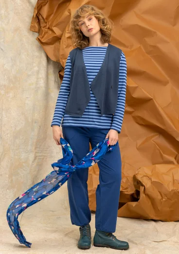 Solid-colour, organic cotton/elastane jersey yoga trousers - indigo blue