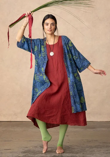 Sleeveless woven linen dress - rooibos