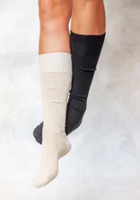 Chaussettes hautes en coton biologique uni - noir