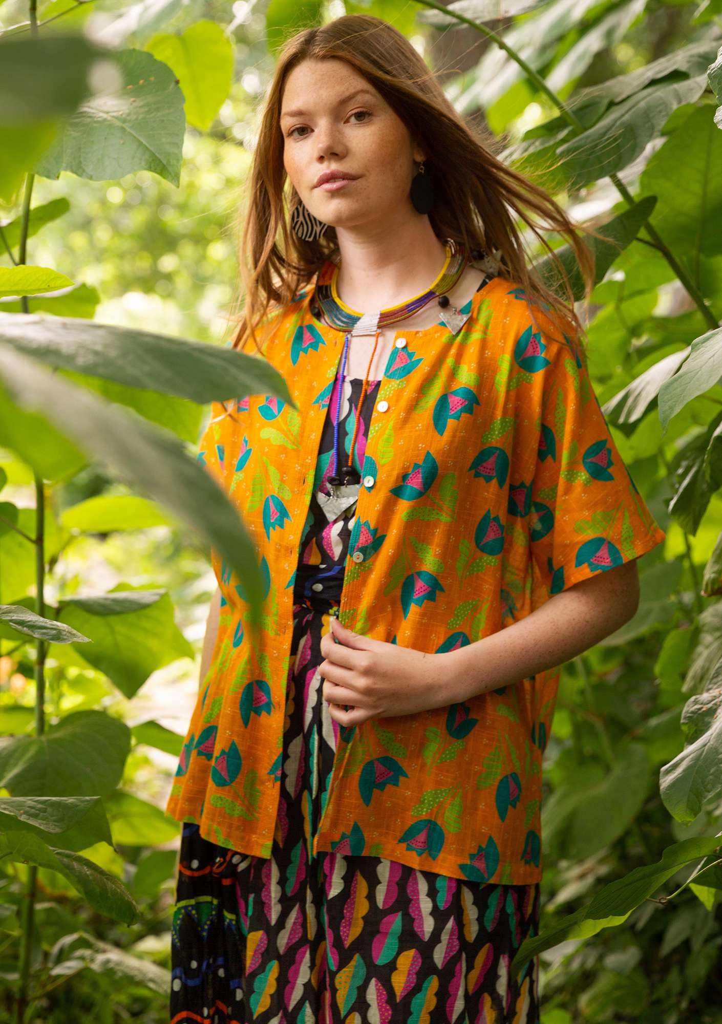 Makeba blouse tangerine/patterned