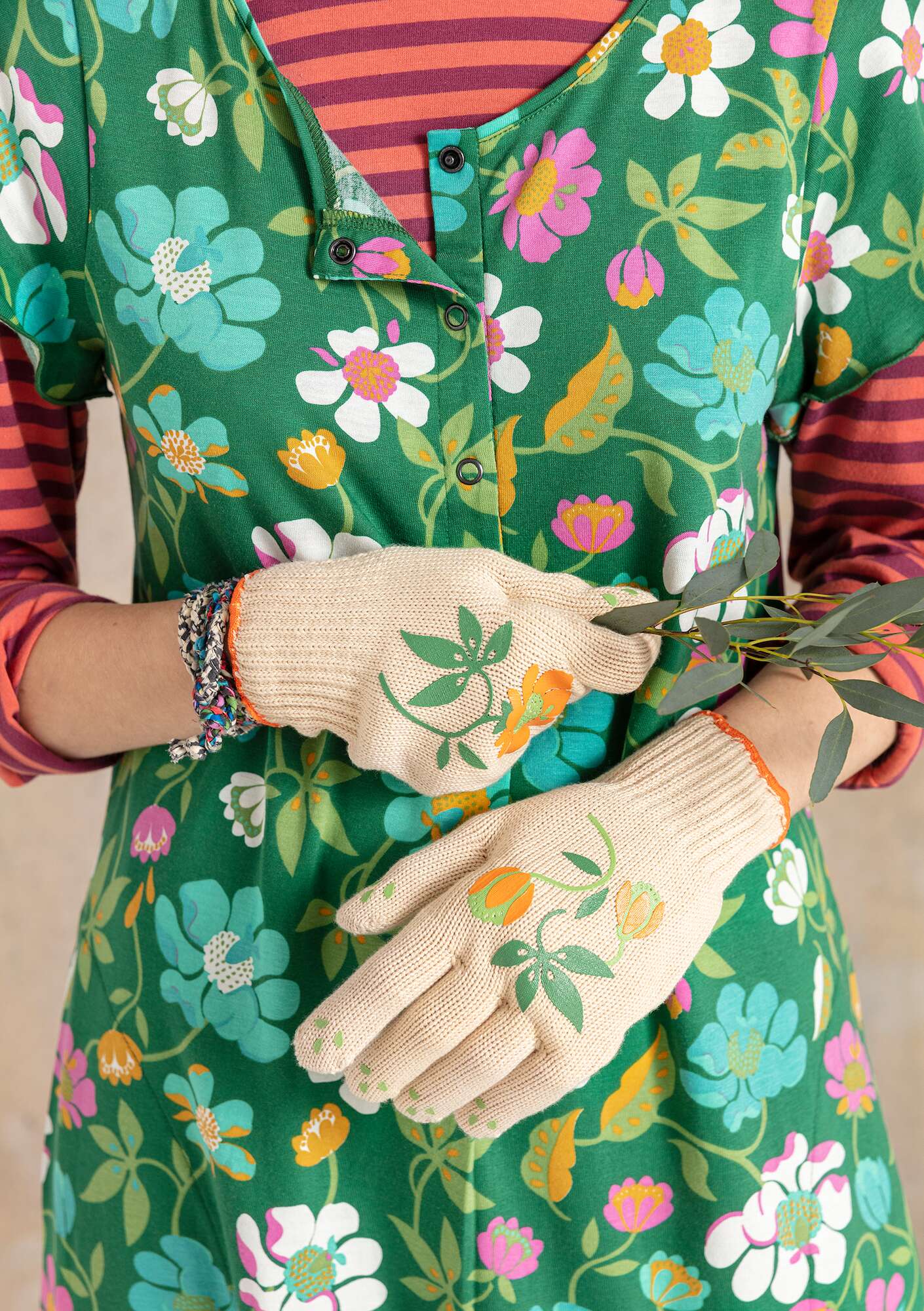 “Gardener” gardening gloves in recycled polyester light sand