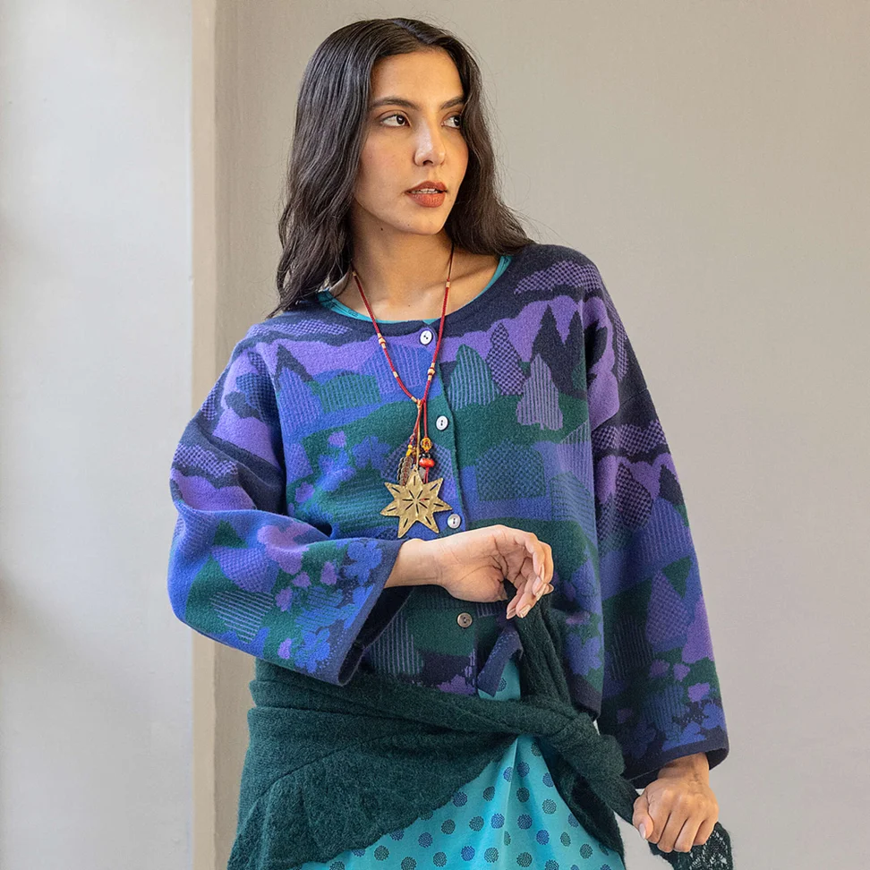 Vest "Alaska" van gerecyclede wol - donkerindigo