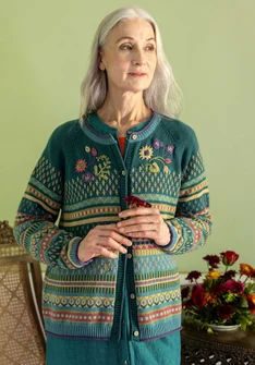 Gilet "Louise" en laine mélangée - vert paon