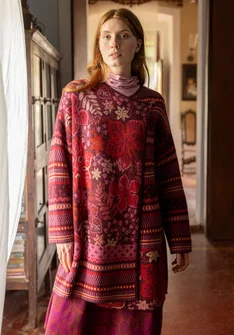 Gilet croisé "Augusta" en laine mélangée - aubergine